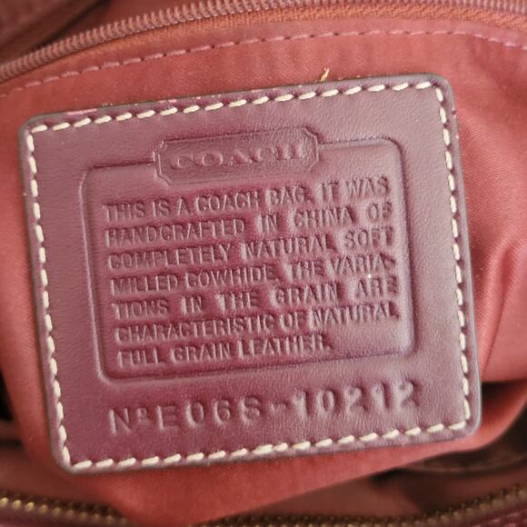 Vintage Coach Hamptons Ivory Maroon Pebbled Leather Bag EO6S-10212 - Picture 10 of 12